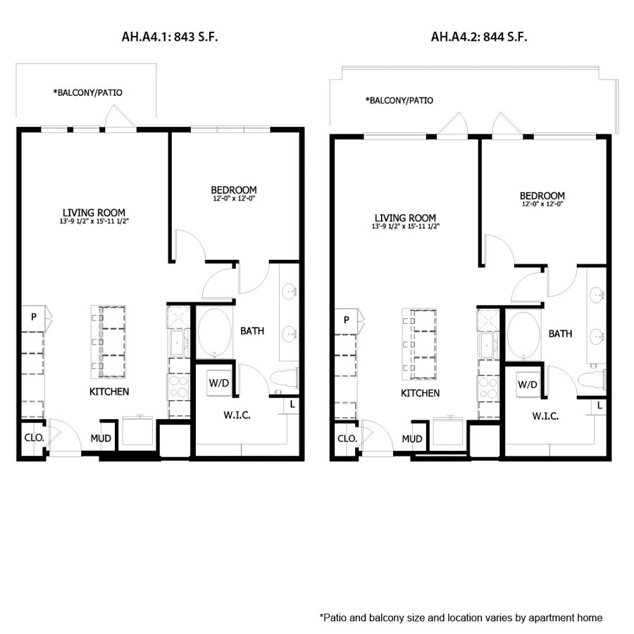 Rendering of the AH A4 floor plan with 1 bedroom[s] and 1 bathroom[s] at August Hills
